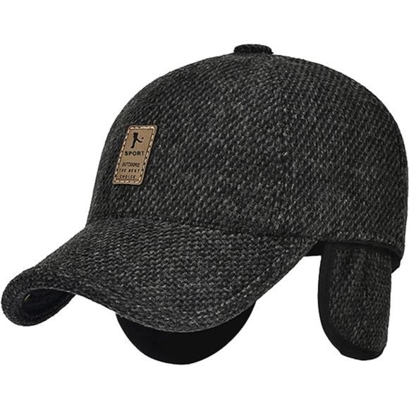 Mealah Winter Baseball Cap with Earflaps Adjustable Warm Outdoor Winter Hat